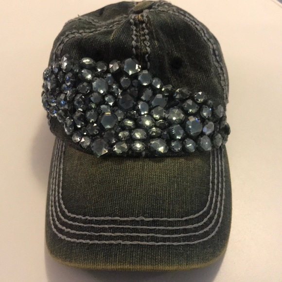 olive & pique Accessories - Olive & Pique denim cap with bling